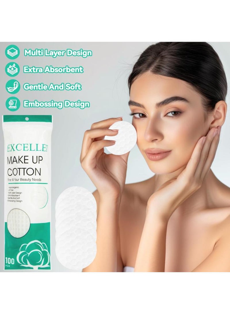 Exquisite 200 Pieces All Cotton Round Makeup Remover Pads, Double Sided 2 in 1 Facial Cotton Rounds for Makeup Removal and Nail Polish Removal, 5.8cm Diameter - Image 3