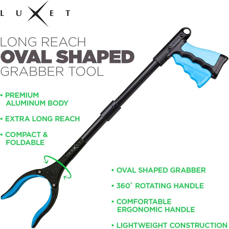 Luxet Grabber Tool 19" Aluminum Magnetic Claw, Rotating Lightweight Foldable Reacher Grabber Pickup Tool, Gripper Grabbers for Elderly Grab it Reaching Tool Trash Picker Grabber, Blue, by - Image 3