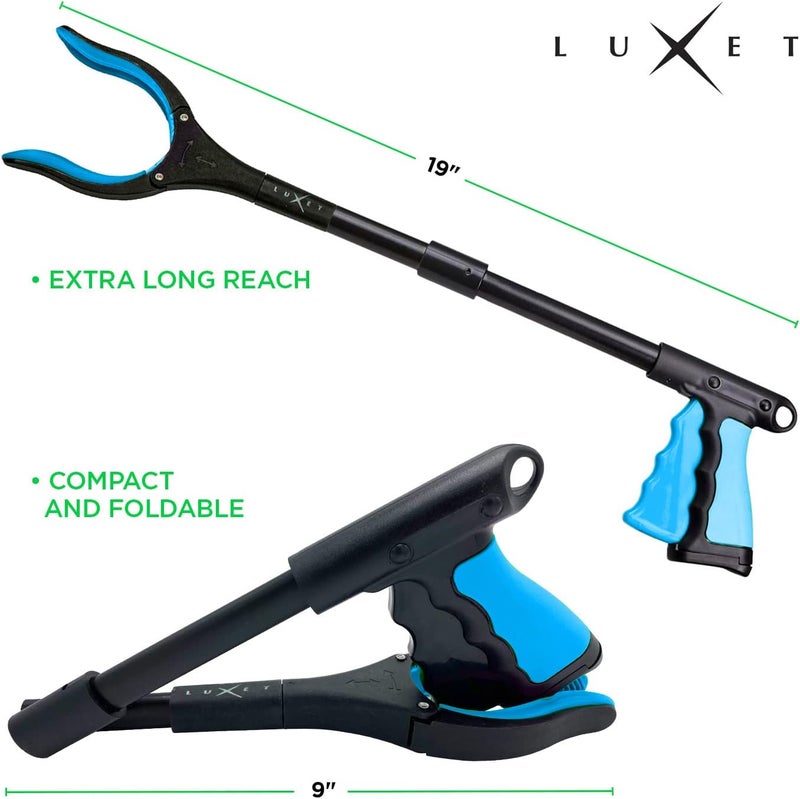 Luxet Grabber Tool 19" Aluminum Magnetic Claw, Rotating Lightweight Foldable Reacher Grabber Pickup Tool, Gripper Grabbers for Elderly Grab it Reaching Tool Trash Picker Grabber, Blue, by - Image 4