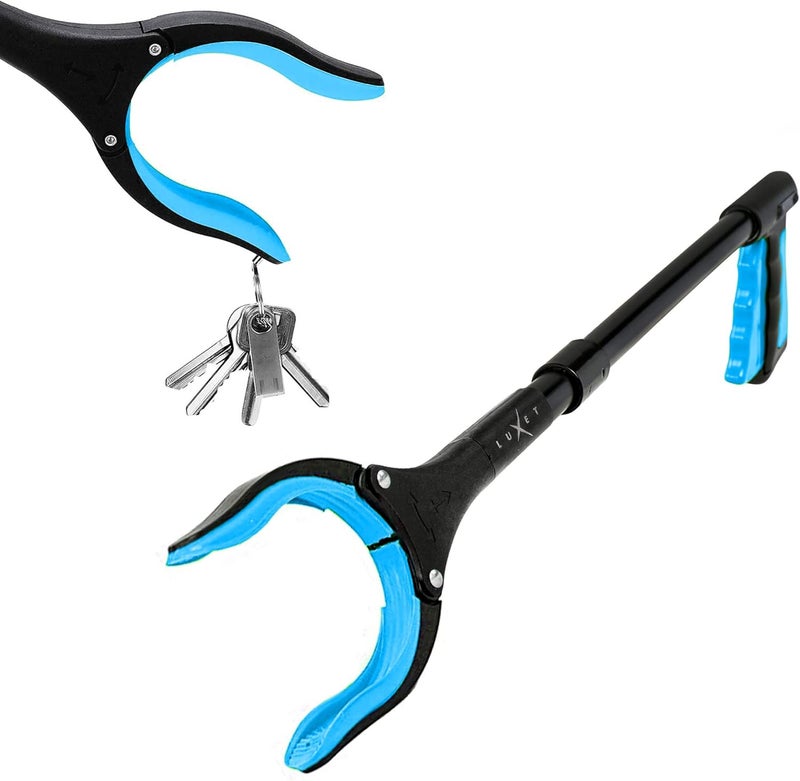 Luxet Grabber Tool 19" Aluminum Magnetic Claw, Rotating Lightweight Foldable Reacher Grabber Pickup Tool, Gripper Grabbers for Elderly Grab it Reaching Tool Trash Picker Grabber, Blue, by - Image 1