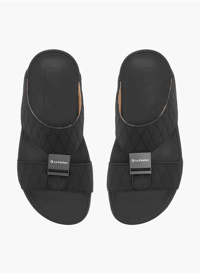 Le Confort Boys Embroidered Arabic Sandals with Logo Accent