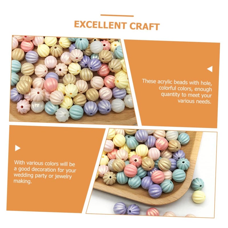 Didiseaon 150 Pcs Acrylic Pumpkin Beads for Jewelry Making Round Spacer Craft Beads - Image 3