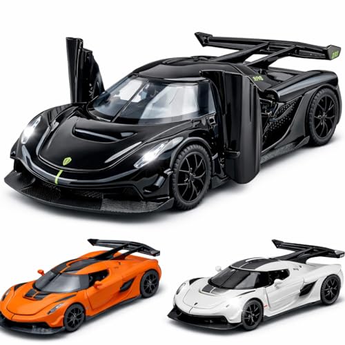 Invite Enterprise Invite 1:32 Scale Koenigsegg Jesko Die-Cast Model Car – Alloy Metal Pullback Toy Car with Openable Doors, Lights & Music – Luxury Sports Car Toy for Kids & Collectors [Random Color] - Image 1