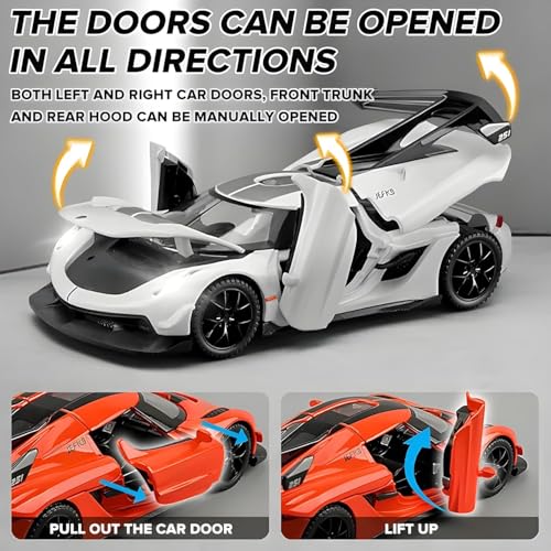 Invite Enterprise Invite 1:32 Scale Koenigsegg Jesko Die-Cast Model Car – Alloy Metal Pullback Toy Car with Openable Doors, Lights & Music – Luxury Sports Car Toy for Kids & Collectors [Random Color] - Image 4