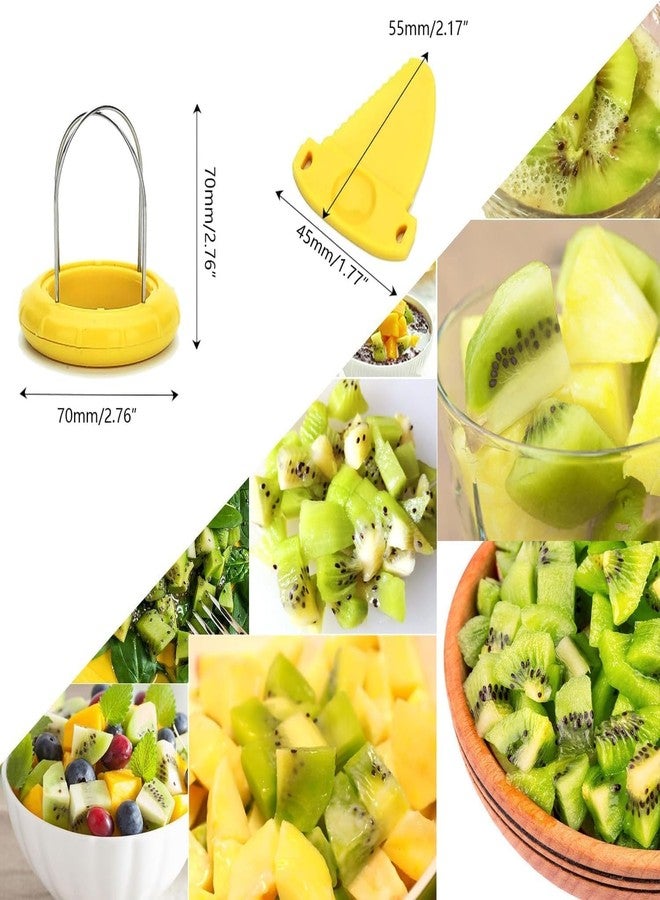 GANPUB Kiwi Peeler and Cutter - 2-In-1 Stainless Steel Tool for Kiwi, Dragon Fruit, Etc - Easy-Grasp Grater, Peeler, and Slicer (Green) - Image 2