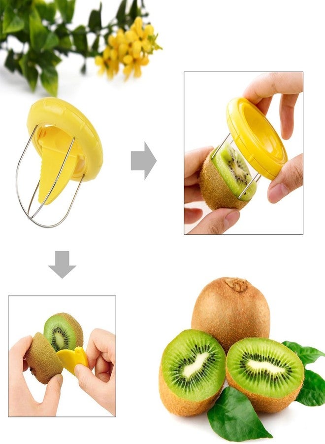 GANPUB Kiwi Peeler and Cutter - 2-In-1 Stainless Steel Tool for Kiwi, Dragon Fruit, Etc - Easy-Grasp Grater, Peeler, and Slicer (Green) - Image 4