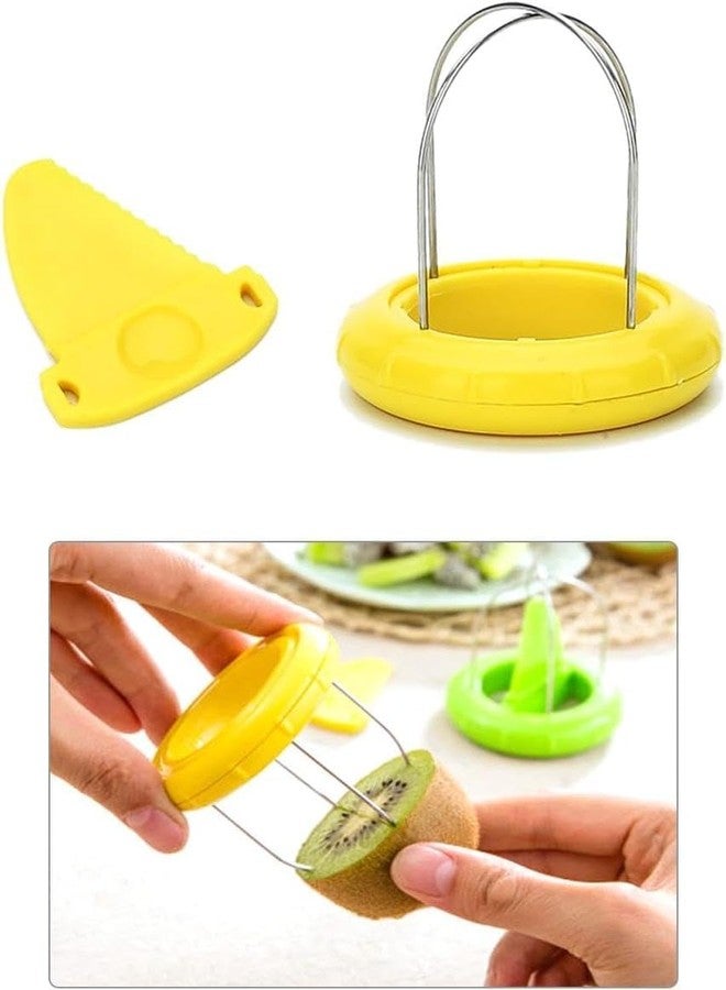 GANPUB Kiwi Peeler and Cutter - 2-In-1 Stainless Steel Tool for Kiwi, Dragon Fruit, Etc - Easy-Grasp Grater, Peeler, and Slicer (Green) - Image 3
