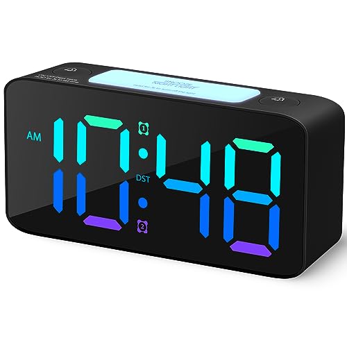 Cadmos Super Loud Alarm Clock for Heavy Sleepers Adults,Digital Clock with 7 Color NightLight,Adjustable Volume,USB Charger,Small Clocks for Bedrooms Bedside,ok to Wake for Kids,Teens (Black+RGB) - Image 1