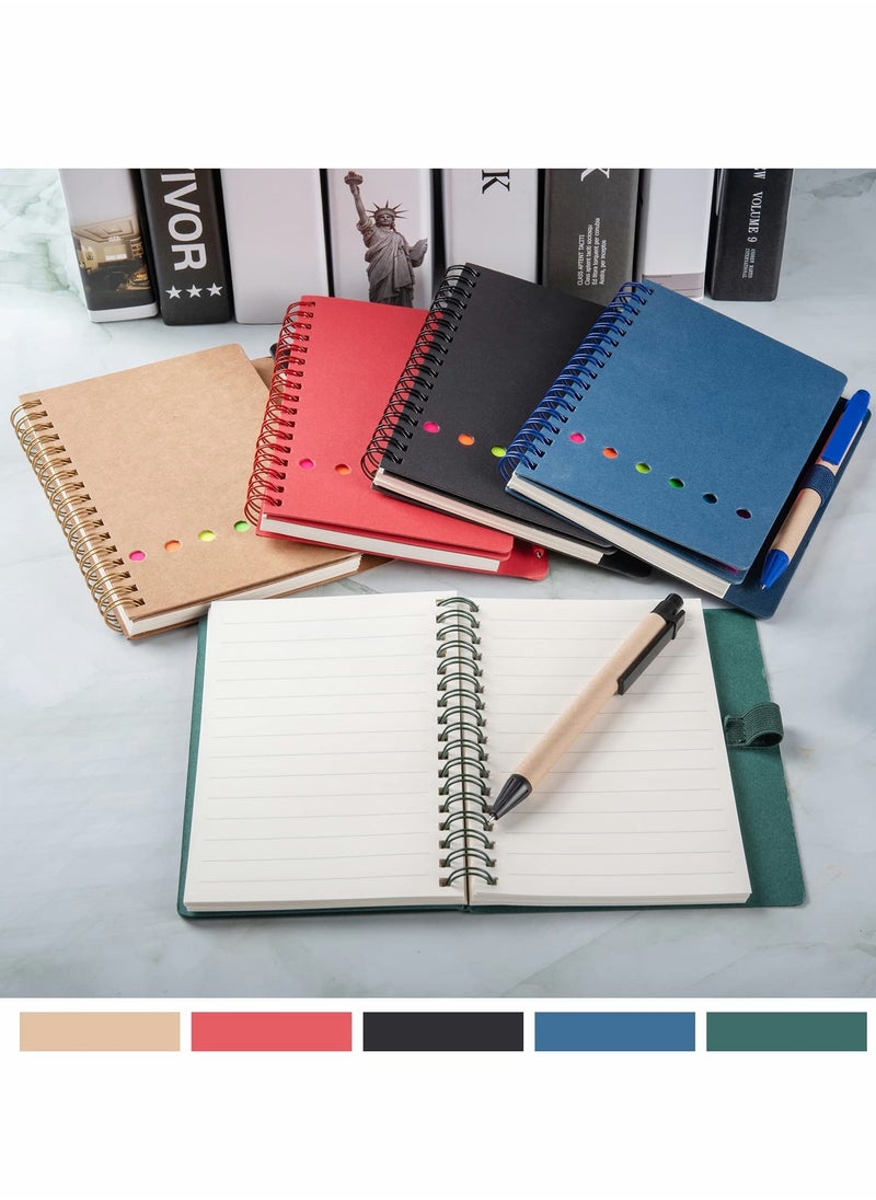 Generic 4-Pack Mini Spiral Notebooks with Pen Holder, Sticky Notes  Colorful  Markers (Black, Red, Brown, Blue)  - Image 4