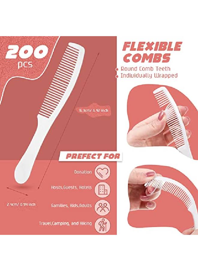 Chengu مشط مغلف بشكل فردي 200 قطعة مشط disposable بالجملة مجموعة مشط بلاستيكي غير قابل للكسر بمقبض طويل مشط شعر مناسب للعائلة والفندق والسفر وملاجئ المشردين والرعاية الخيرية - Image 3