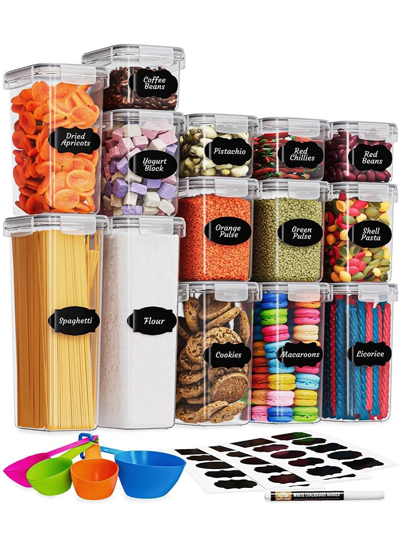 TYCOM 14 Pcs Food Storage Containers With Lids for Kitchen Organization Plastic Kitchen Storage Containers for Pantry Organization and Storage Cereal Rice Pasta Flour and Sugar Containers - Image 1