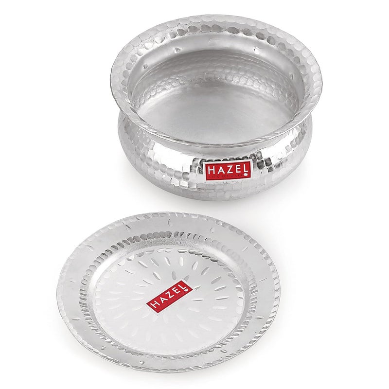 Hazel وعاء هازيل من الألمنيوم بتشطيب مطروق مع غطاء | 29 سم بسعة 6700 مل لوعاء طهي الأرز البيراني | وعاء جول باتيا توبي باتيلا - Image 2
