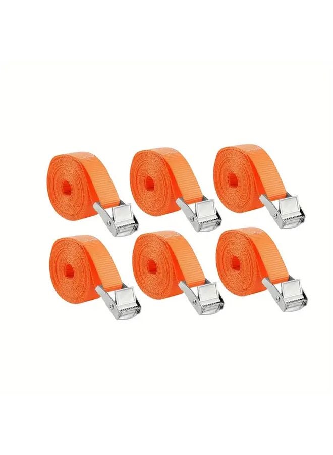 Orange 6 Pack Heavy Duty Cargo Strapping 1M Non Slip Wear Resistant With Metal Buckle For Motorcycles Trucks - Image 2
