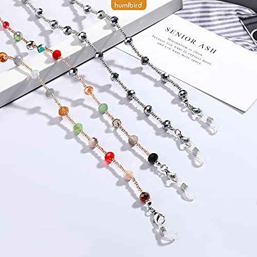 humlbird 2 Pcs Glasses Chain Mask Lanyard Strap Mask Chain Face Mask Holder Around Neck Eyeglass Chain for Women Stylish, Grey Colorful - Image 5