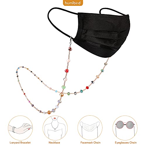 humlbird 2 Pcs Glasses Chain Mask Lanyard Strap Mask Chain Face Mask Holder Around Neck Eyeglass Chain for Women Stylish, Grey Colorful - Image 2