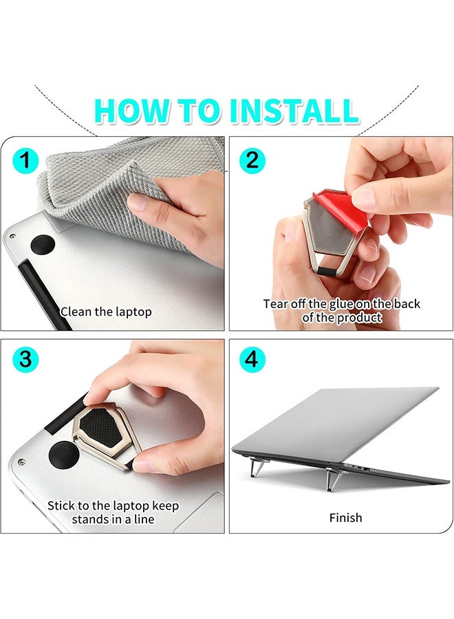 2 Pieces Portable Keyboard Laptop Stand, Mini Aluminum Keyboard Riser, Foldable Cooling Laptop Kickstand Adjustable Lightweight Lifter - Image 5