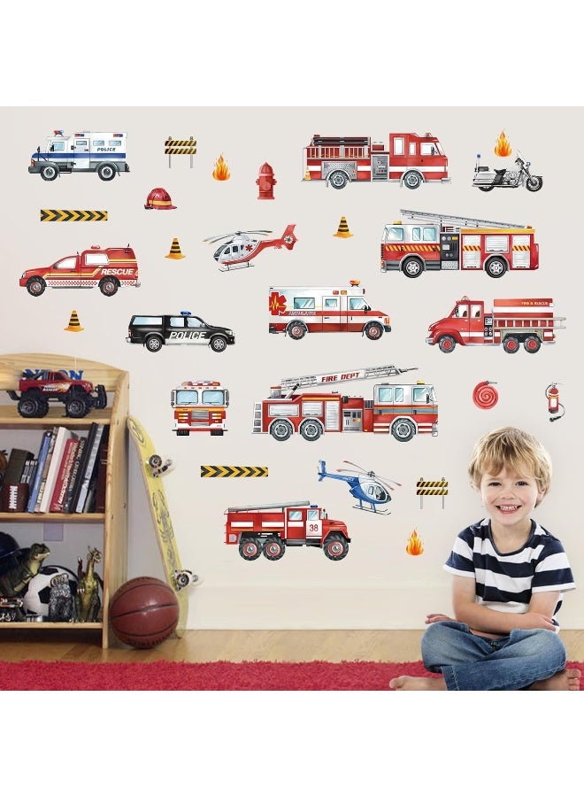 Home Trove Decalmile Transportation Cars Vehicles Wall Decals Fire Trucks Wall Stickers Baby Nursery Kids Room Boys Bedroom Wall Decor  - Image 3