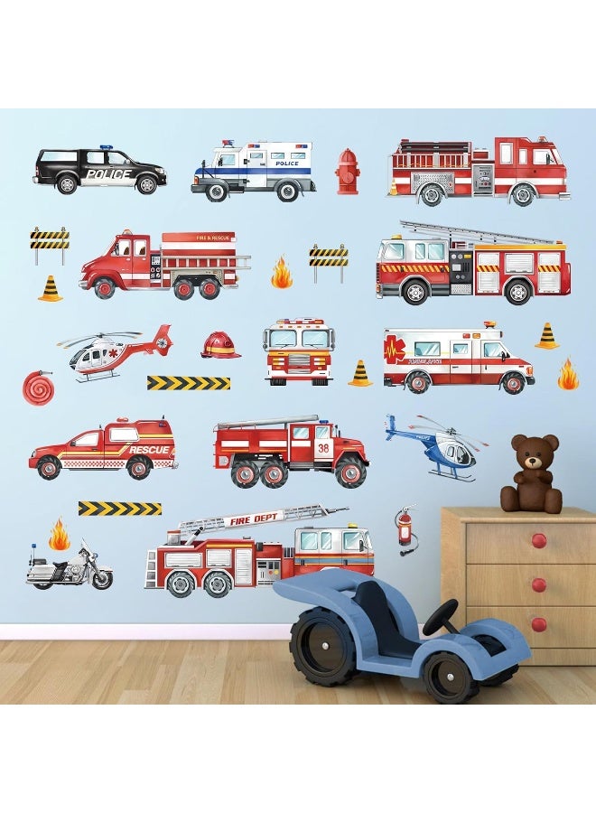 Home Trove Decalmile Transportation Cars Vehicles Wall Decals Fire Trucks Wall Stickers Baby Nursery Kids Room Boys Bedroom Wall Decor  - Image 2