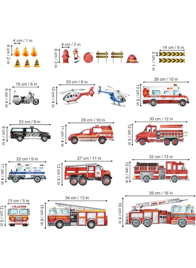 Home Trove Decalmile Transportation Cars Vehicles Wall Decals Fire Trucks Wall Stickers Baby Nursery Kids Room Boys Bedroom Wall Decor  - Image 4