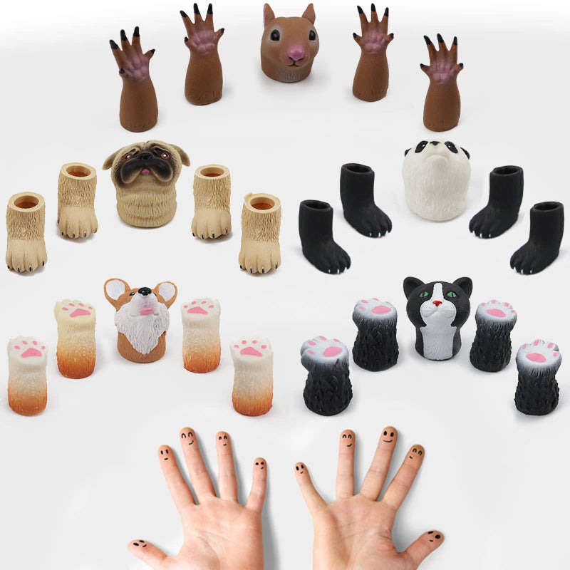 MIMIDOU Cute Animal Finger Puppets Toys 5 Set Panda Squirrel cat Shiba Inu Pug RoleTelling Animal Puppets an Excellent Gift for Kids - Image 3
