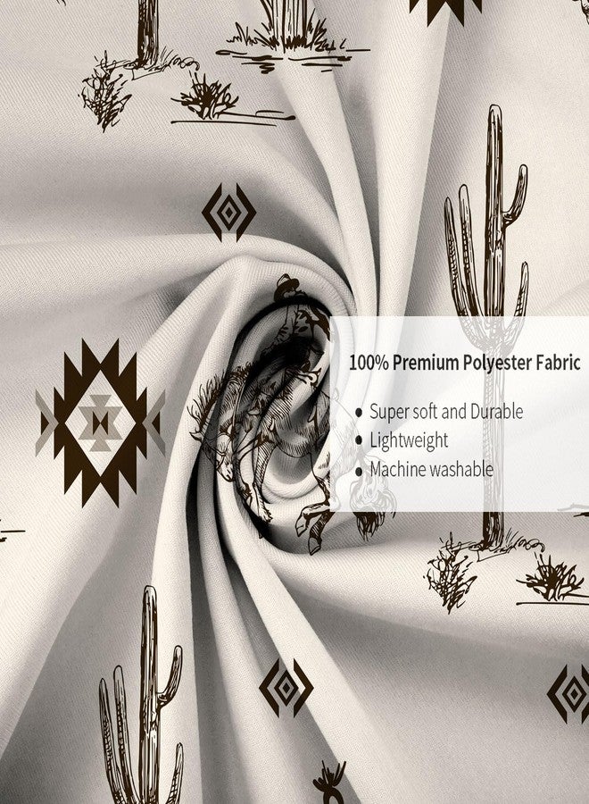 Wathon Western Cowboy Shower Curtain with Cactus Landscape, American Wild West Cowboy on Horse in Desert Bath Curtain Aztec Tribal Navajo Southwestern Theme Bathroom Decor Set with Hooks 70X70IN - Image 4
