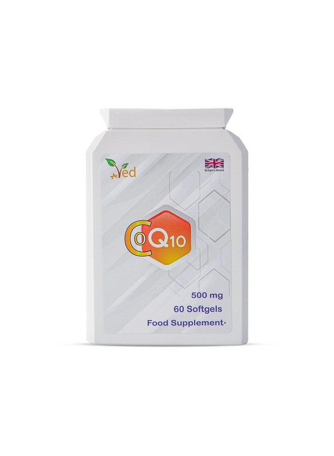 VED CoQ10 500mg | Co Enzyme Q10 | Highest Strength | Naturally Fermented Ubiquinone Coenzyme | Superior Natural Formula | 500mg 60 Softgels| 2 Months Supply - Image 1