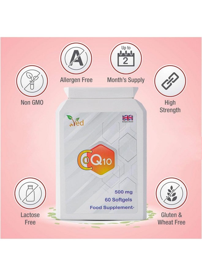 VED CoQ10 500mg | Co Enzyme Q10 | Highest Strength | Naturally Fermented Ubiquinone Coenzyme | Superior Natural Formula | 500mg 60 Softgels| 2 Months Supply - Image 4