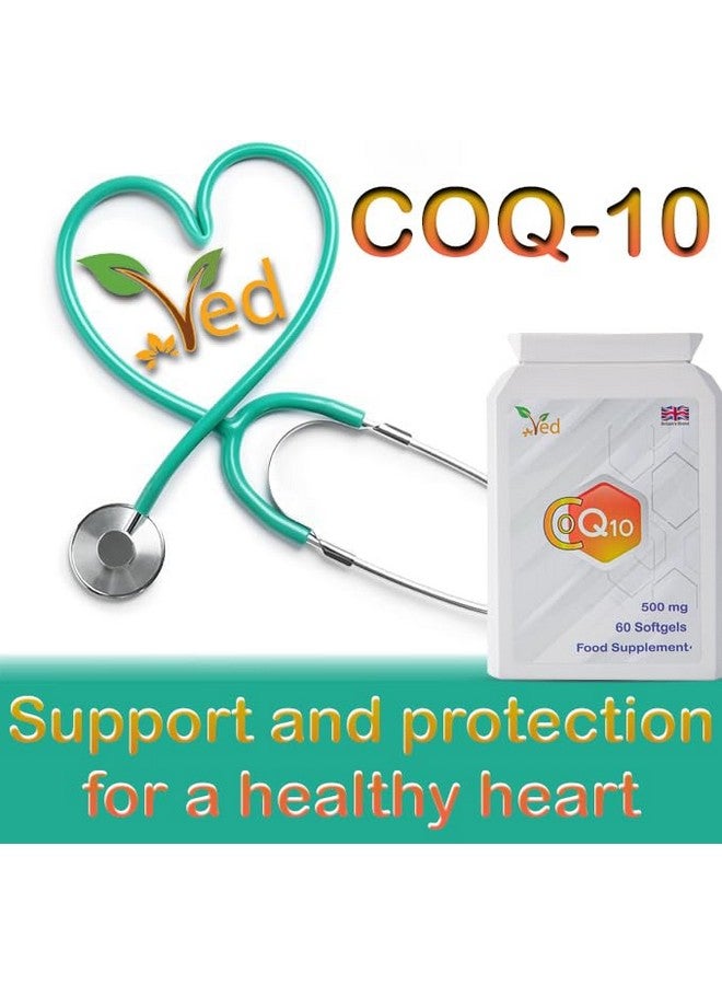 VED CoQ10 500mg | Co Enzyme Q10 | Highest Strength | Naturally Fermented Ubiquinone Coenzyme | Superior Natural Formula | 500mg 60 Softgels| 2 Months Supply - Image 5
