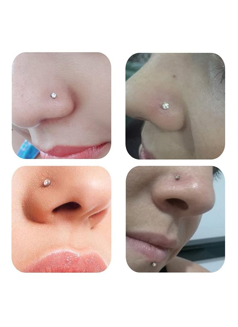 SYOSI - 20G Titanium Nose Studs Set - Elegant Opal CZ L-Shaped Nose Rings for Women's Nostril Piercing Jewelry (12 PCS) - Image 1