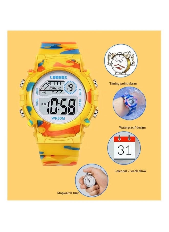 Coobos - 2PCS Children's Waterproof Rubber Digital Watch Red/Yellow - Image 1