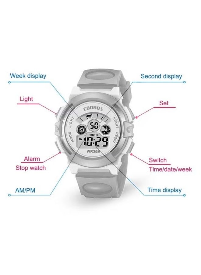 Coobos - 2PCS Children's Waterproof Rubber Digital Watch Red/Yellow - Image 1