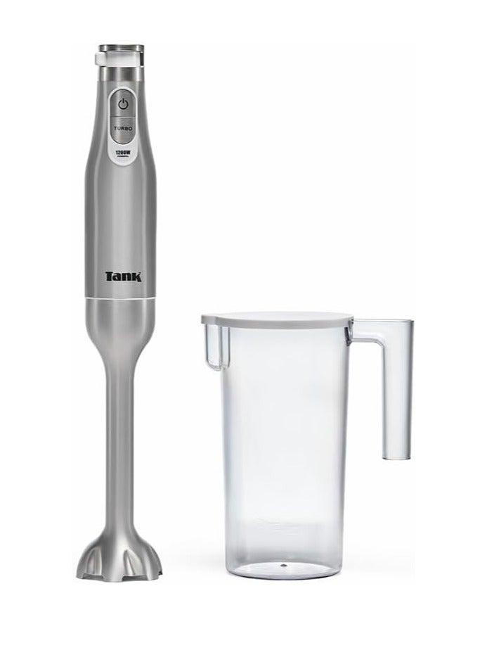 TANK Tank Hand Blender with 600ml BPA Free Beaker,with 6 Speed Control + Turbo, 1200 Watts, White, CM-6004, 2-year warranty - Image 1