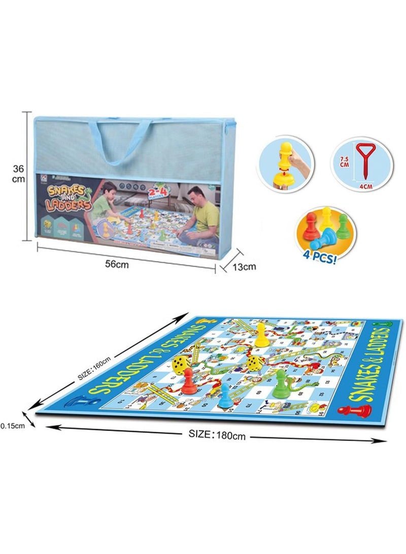 GOLD MANTIS Jumbo Snakes and Ladders Game Mat – Giant Floor Board Game with Dice & Pawns – Indoor Outdoor Educational Playset for Kids & Family, Foldable Mat with Storage Bag - Image 2