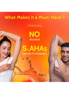 Chemist at Play Chemist at Play Underarm Roll On With 4% Lactic Acid&1% Mandelic Acid, Prevents Odour, Help Whitens&Brightens Skin, Kills Bacteria&Exfoliate, Long Lasting Peach Fragrance, Alcohol&Aluminium Free,40 Ml  - Image 3