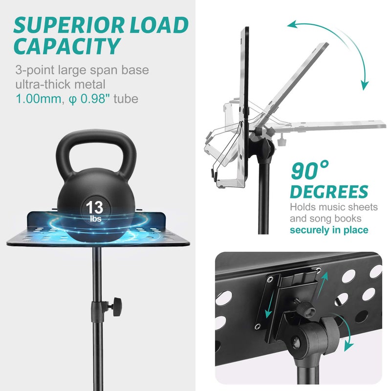 Vekkia Metal Professional Portable Perforated Sheet Music Stand - Folding Adjustable Holder, with Carrying Bag, Sturdy for Instrumental Performance, Band & Travel - Image 3