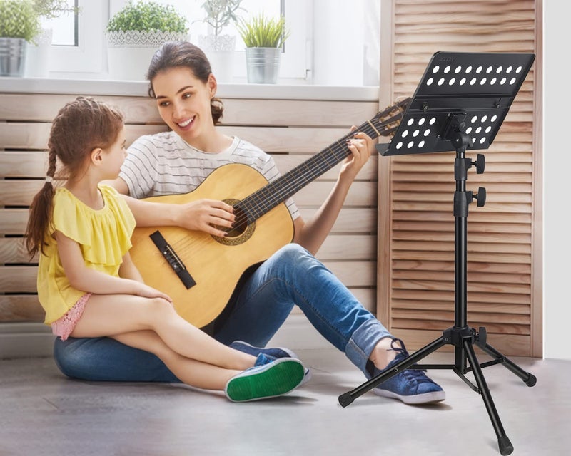 Vekkia Metal Professional Portable Perforated Sheet Music Stand - Folding Adjustable Holder, with Carrying Bag, Sturdy for Instrumental Performance, Band & Travel - Image 5