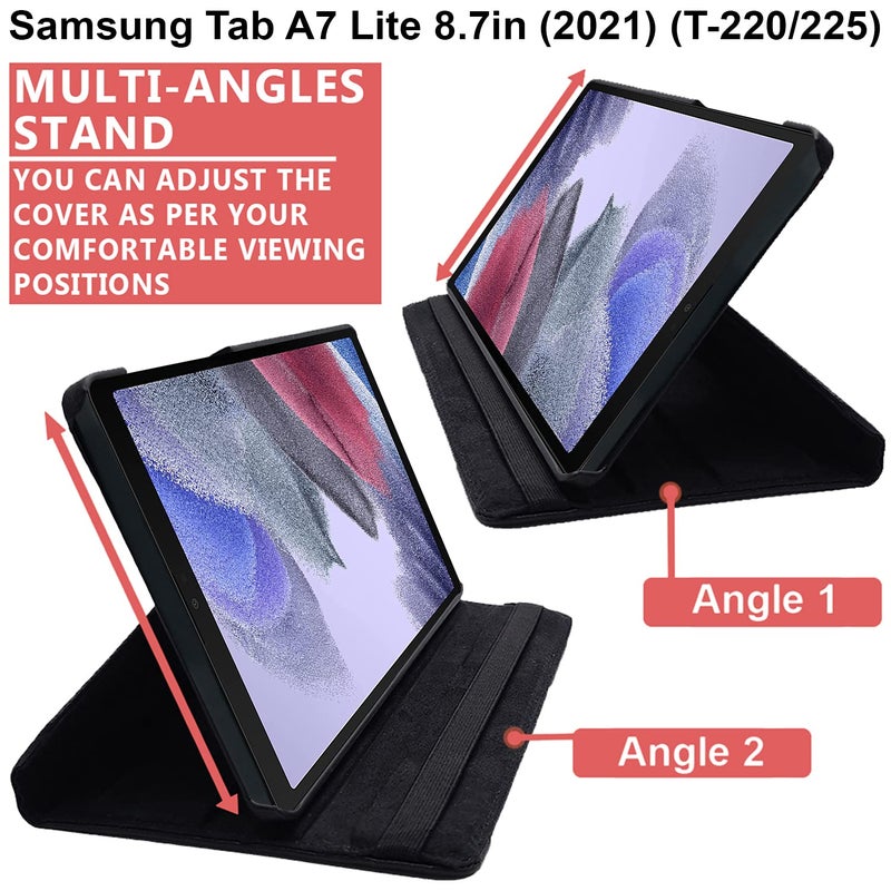 Cedo Samsung Tab A7 Lite (8.7 inch) Flip Cover | Leather Finish | 360 Degree Rotate Back Cover | Shockproof Back Cover Case for Samsung Galaxy Tab A7 Lite (8.7 inch) (2021) SM-T220 / T225 (Black) - Image 5