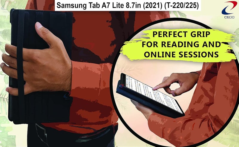 Cedo Samsung Tab A7 Lite (8.7 inch) Flip Cover | Leather Finish | 360 Degree Rotate Back Cover | Shockproof Back Cover Case for Samsung Galaxy Tab A7 Lite (8.7 inch) (2021) SM-T220 / T225 (Black) - Image 4