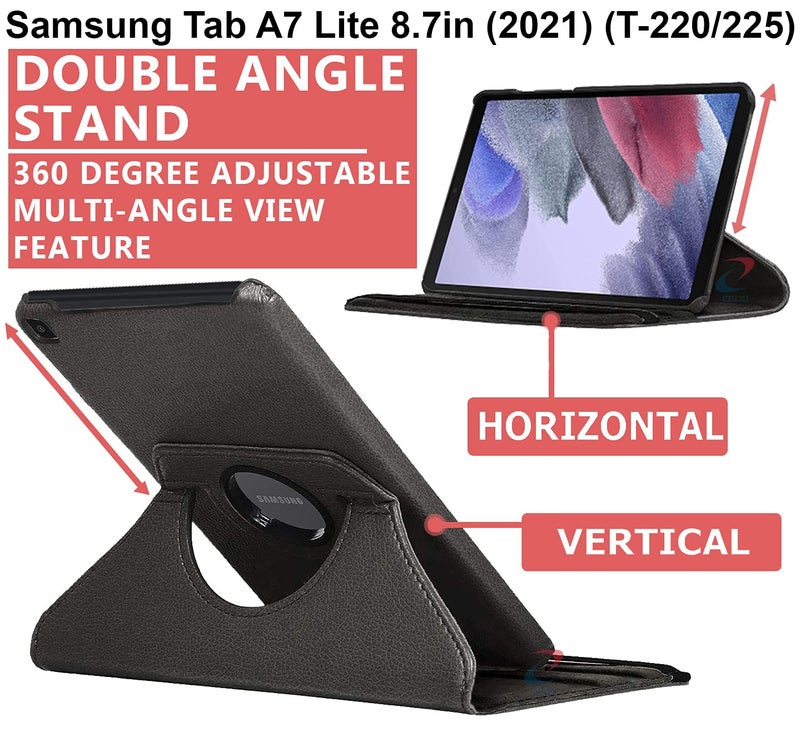 Cedo Samsung Tab A7 Lite (8.7 inch) Flip Cover | Leather Finish | 360 Degree Rotate Back Cover | Shockproof Back Cover Case for Samsung Galaxy Tab A7 Lite (8.7 inch) (2021) SM-T220 / T225 (Black) - Image 2