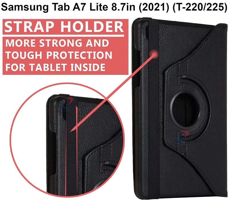 Cedo Samsung Tab A7 Lite (8.7 inch) Flip Cover | Leather Finish | 360 Degree Rotate Back Cover | Shockproof Back Cover Case for Samsung Galaxy Tab A7 Lite (8.7 inch) (2021) SM-T220 / T225 (Black) - Image 3