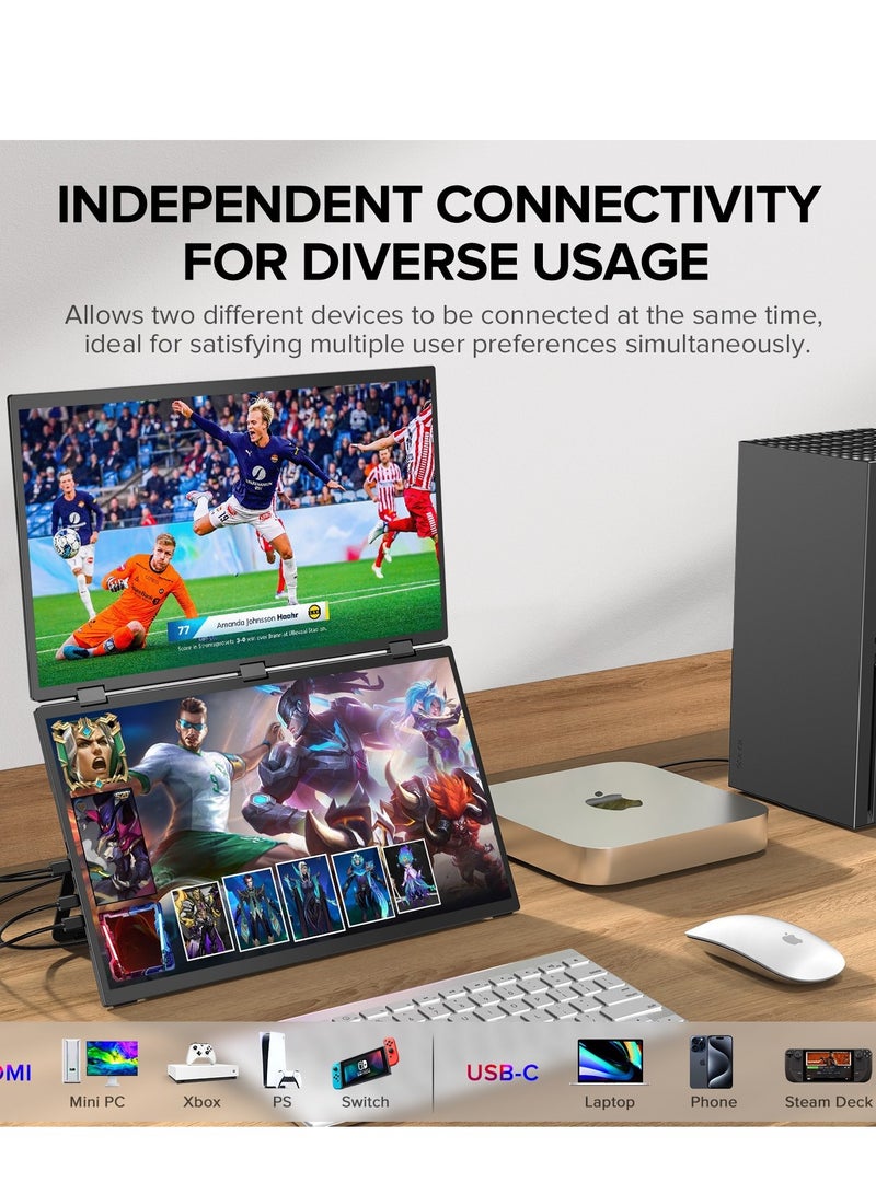 UPERFECT Dual Portable Monitor 18.5" 100Hz 100% sRGB Draagbaar Monitor with Stand & VESA Mount for Laptop/Switch/MacBook - Image 4