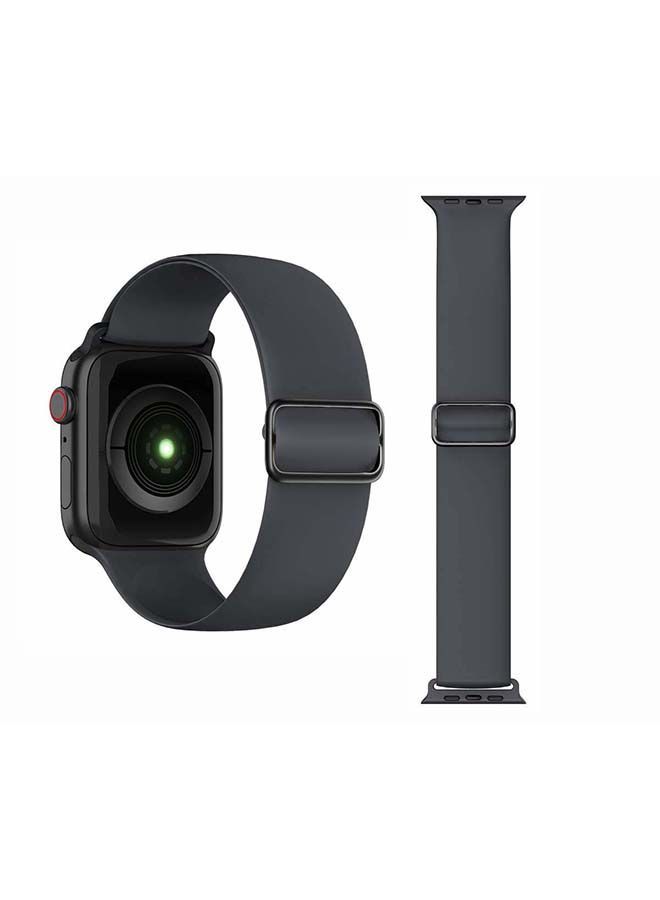 NIBEMINENT Adjustable Silicone Solo Loop Band for Apple Watch Series 1/2/3/4/5/6/SE 40/38mm Dark Grey - Image 2