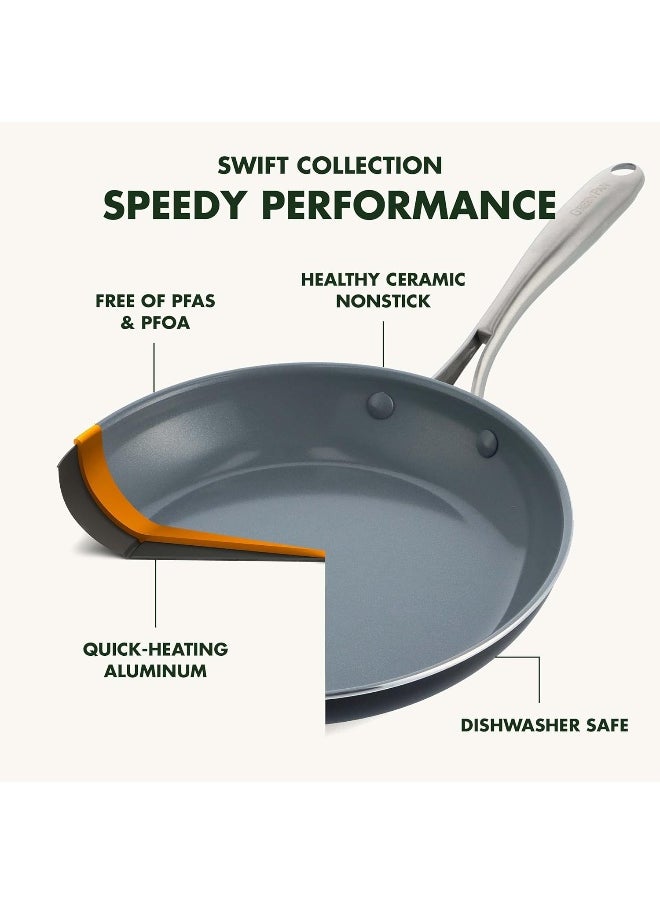 Greenpan - GreenPan Swift Healthy Ceramic Nonstick, 8" Frying Pan Skillet, Stainless Steel Handle, PFAS-Free, Dishwasher Safe, Oven Safe, Black - Image 1