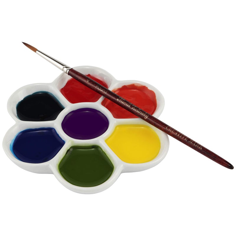 Creative Mark Glazed Flower Palette Porcelain Paint Palette Tray for Watercolor, Gouache, Color-Mixing - Paint Tray for Artists - 1 Pack - Image 3