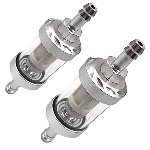 FainWan 2pcs 5/16 inch 9747 Inline Fuel Filter With Clear View Glass And Chrome Hose Barb - Image 1