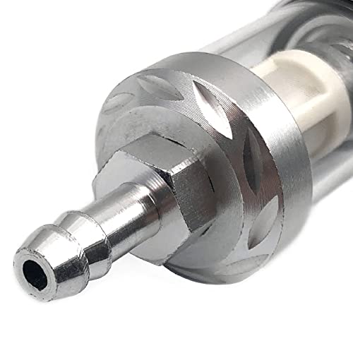 FainWan 2pcs 5/16 inch 9747 Inline Fuel Filter With Clear View Glass And Chrome Hose Barb - Image 3