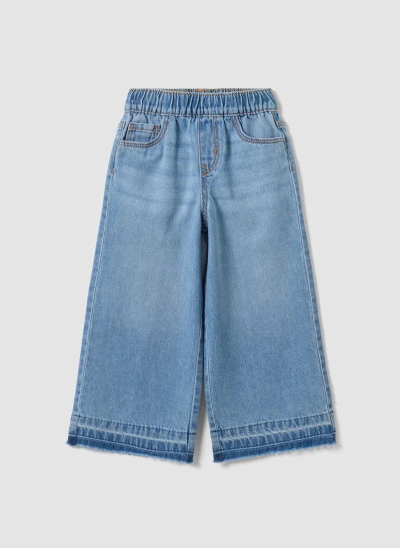 Ovs OVS Light Blue Wide-Leg 100% Cotton Jeans With Elasticated Waistband For Girls