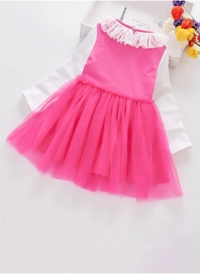 YUNIQEE Fuchsia Fit & Flare Crew Neck Printed Dress