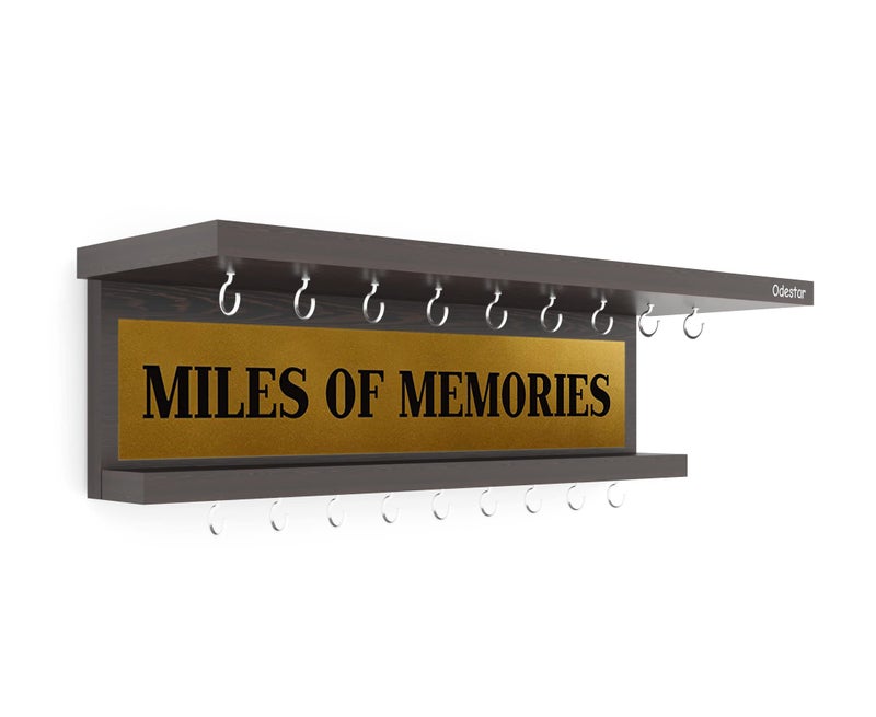 Odestar - Wooden Medal Holder Hanger Award, Medal Display Rack & Trophy Shelf Wall Mounted | Miles Of Memories |Engineered Wood With 18 - Hooks (Size ?40 X 5 X 8 Centimeters) Wenge - Image 2