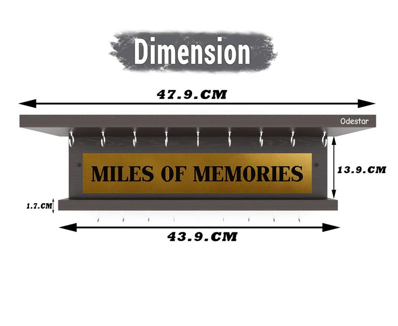 Odestar - Wooden Medal Holder Hanger Award, Medal Display Rack & Trophy Shelf Wall Mounted | Miles Of Memories |Engineered Wood With 18 - Hooks (Size ?40 X 5 X 8 Centimeters) Wenge - Image 5